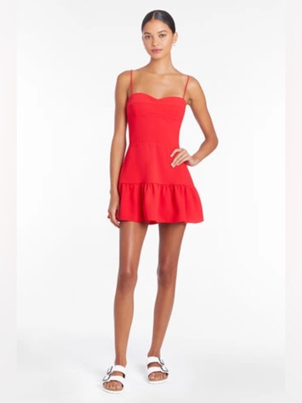 Amanda Uprichard Champagne Skort Romper In Lipstick